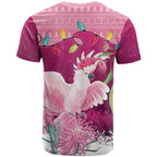 Pink Cockatoo Australia Christmas T Shirt Grevillea Eucalyptus Blossoms - Aussie Hoodie