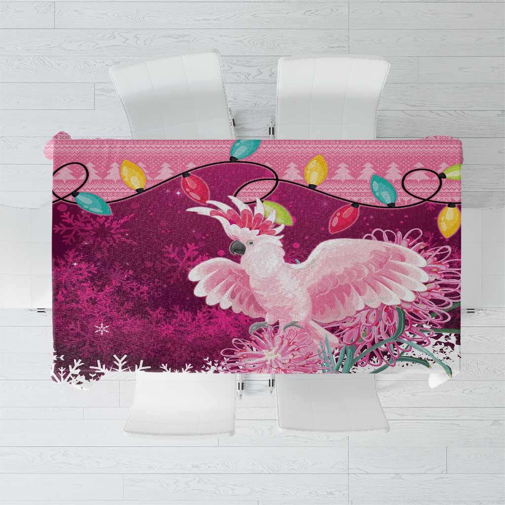 Pink Cockatoo Australia Christmas Tablecloth Grevillea Eucalyptus Blossoms - Aussie Hoodie