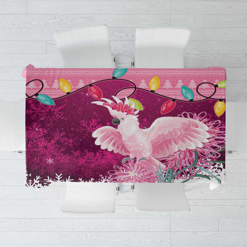 Pink Cockatoo Australia Christmas Tablecloth Grevillea Eucalyptus Blossoms - Aussie Hoodie