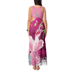 Pink Cockatoo Australia Christmas Tank Maxi Dress Grevillea Eucalyptus Blossoms - Aussie Hoodie
