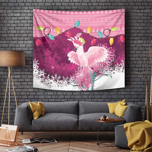 Pink Cockatoo Australia Christmas Tapestry Grevillea Eucalyptus Blossoms - Aussie Hoodie