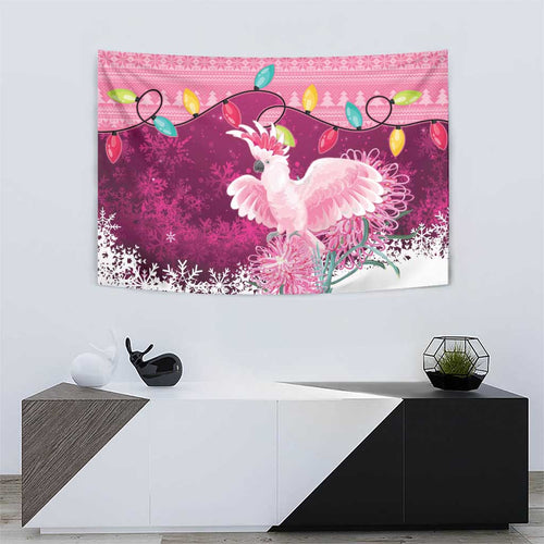 Pink Cockatoo Australia Christmas Tapestry Grevillea Eucalyptus Blossoms - Aussie Hoodie