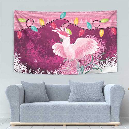 Pink Cockatoo Australia Christmas Tapestry Grevillea Eucalyptus Blossoms - Aussie Hoodie