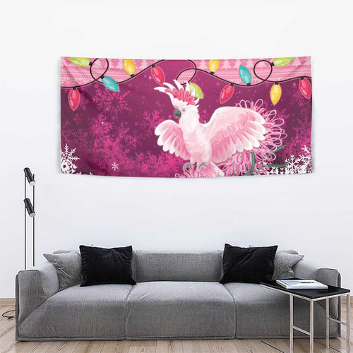 Pink Cockatoo Australia Christmas Tapestry Grevillea Eucalyptus Blossoms - Aussie Hoodie