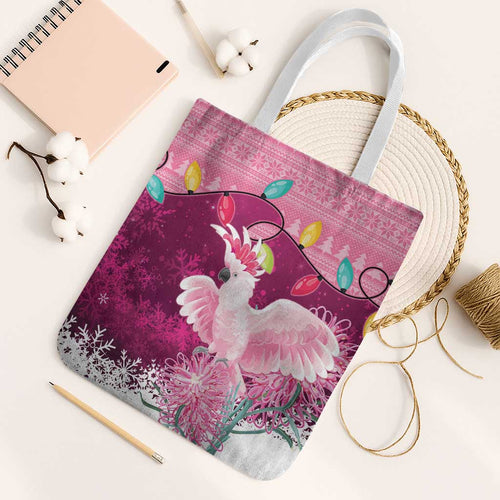 Pink Cockatoo Australia Christmas Tote Bag Grevillea Eucalyptus Blossoms - Aussie Hoodie