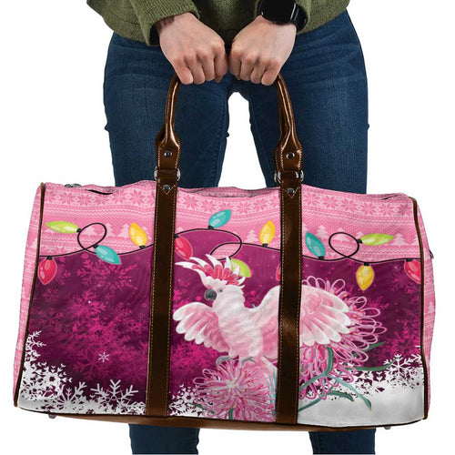 Pink Cockatoo Australia Christmas Travel Bag Grevillea Eucalyptus Blossoms - Aussie Hoodie