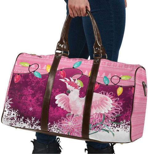 Pink Cockatoo Australia Christmas Travel Bag Grevillea Eucalyptus Blossoms - Aussie Hoodie