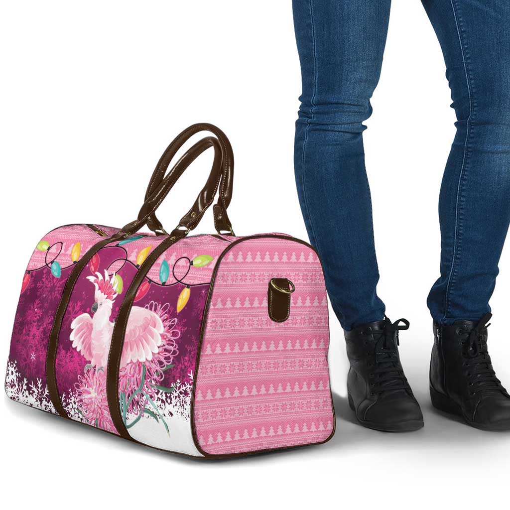 Pink Cockatoo Australia Christmas Travel Bag Grevillea Eucalyptus Blossoms - Aussie Hoodie