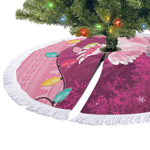 Pink Cockatoo Australia Christmas Tree Skirt Grevillea Eucalyptus Blossoms - Aussie Hoodie