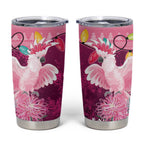 Pink Cockatoo Australia Christmas Tumbler Cup Grevillea Eucalyptus Blossoms - Aussie Hoodie