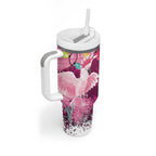 Pink Cockatoo Australia Christmas Tumbler With Handle Grevillea Eucalyptus Blossoms - Aussie Hoodie