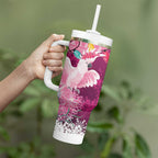 Pink Cockatoo Australia Christmas Tumbler With Handle Grevillea Eucalyptus Blossoms - Aussie Hoodie