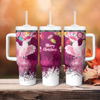 Pink Cockatoo Australia Christmas Tumbler With Handle Grevillea Eucalyptus Blossoms - Aussie Hoodie