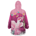 Pink Cockatoo Australia Christmas Wearable Blanket Hoodie Grevillea Eucalyptus Blossoms - Aussie Hoodie