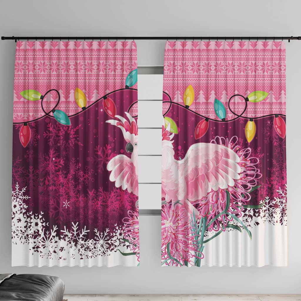 Pink Cockatoo Australia Christmas Window Curtain Grevillea Eucalyptus Blossoms - Aussie Hoodie