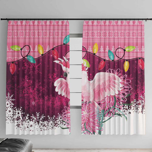 Pink Cockatoo Australia Christmas Window Curtain Grevillea Eucalyptus Blossoms - Aussie Hoodie