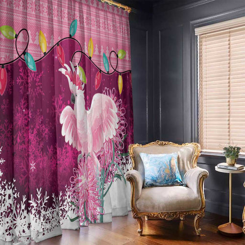 Pink Cockatoo Australia Christmas Window Curtain Grevillea Eucalyptus Blossoms - Aussie Hoodie