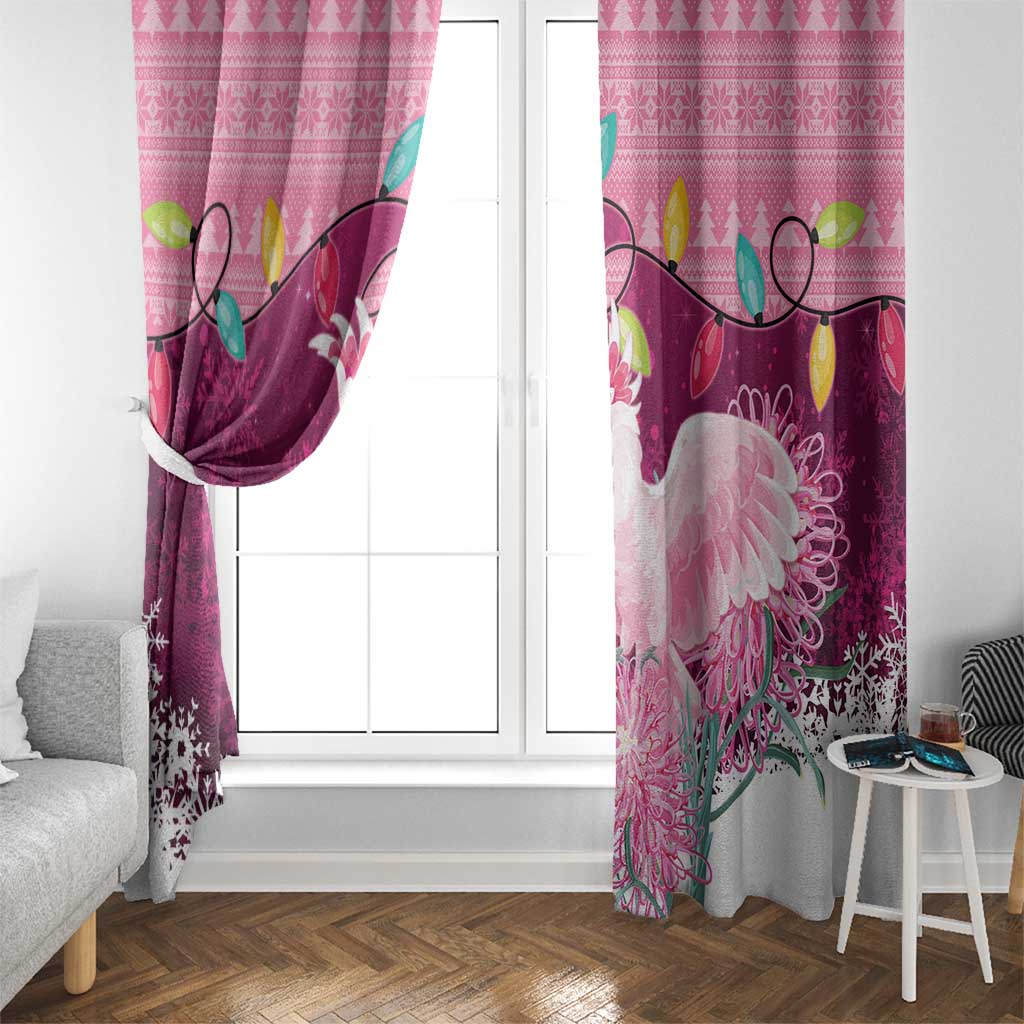Pink Cockatoo Australia Christmas Window Curtain Grevillea Eucalyptus Blossoms - Aussie Hoodie