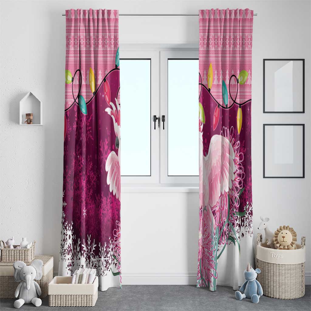 Pink Cockatoo Australia Christmas Window Curtain Grevillea Eucalyptus Blossoms - Aussie Hoodie