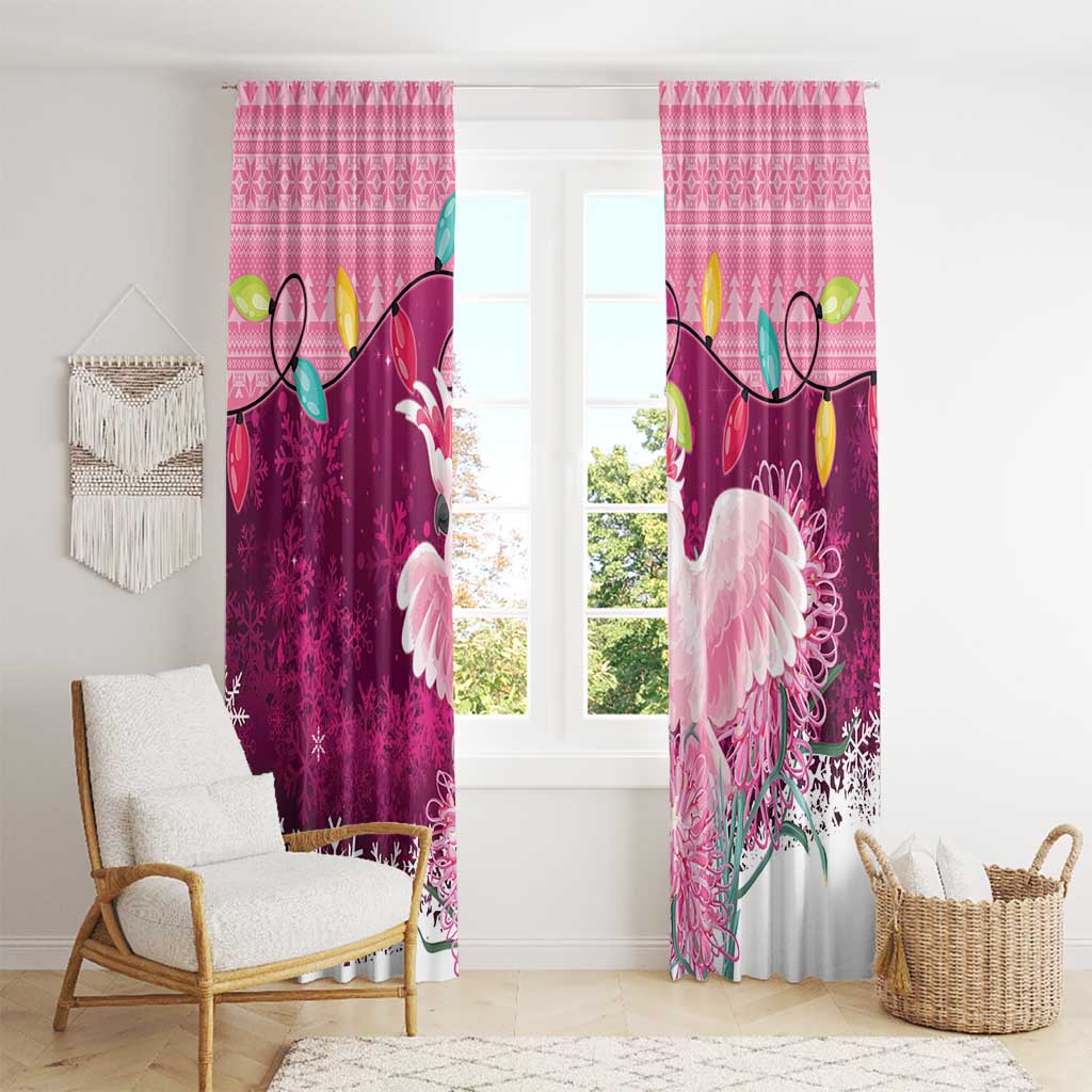 Pink Cockatoo Australia Christmas Window Curtain Grevillea Eucalyptus Blossoms - Aussie Hoodie