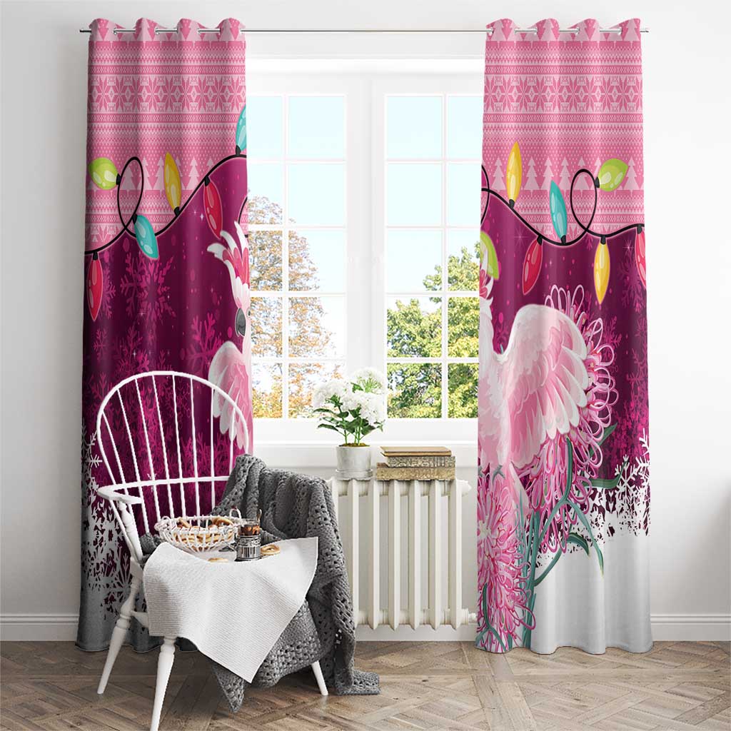 Pink Cockatoo Australia Christmas Window Curtain Grevillea Eucalyptus Blossoms - Aussie Hoodie