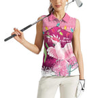 Pink Cockatoo Australia Christmas Women Sleeveless Polo Shirt Grevillea Eucalyptus Blossoms - Aussie Hoodie