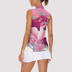Pink Cockatoo Australia Christmas Women Sleeveless Polo Shirt Grevillea Eucalyptus Blossoms - Aussie Hoodie