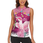 Pink Cockatoo Australia Christmas Women Sleeveless Polo Shirt Grevillea Eucalyptus Blossoms - Aussie Hoodie