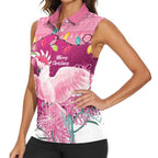 Pink Cockatoo Australia Christmas Women Sleeveless Polo Shirt Grevillea Eucalyptus Blossoms - Aussie Hoodie