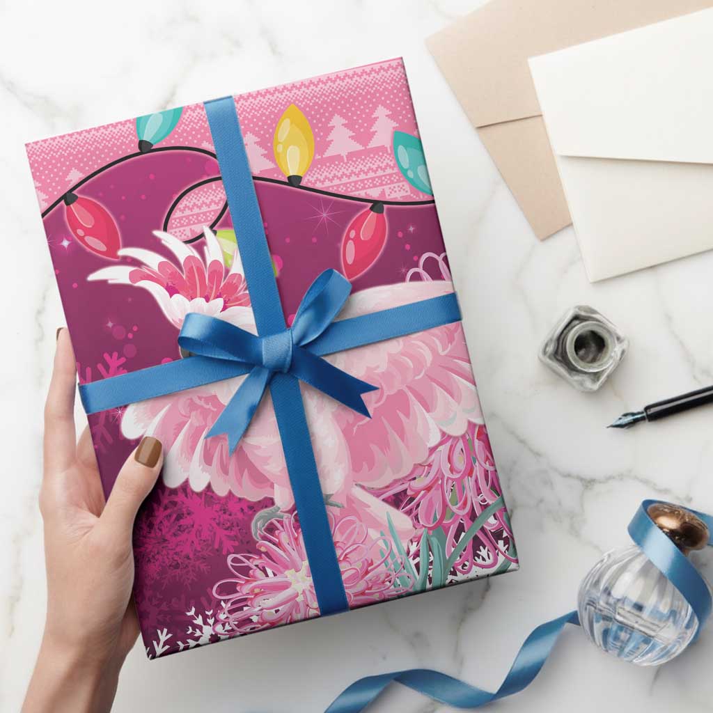Pink Cockatoo Australia Christmas Wrapping Paper Grevillea Eucalyptus Blossoms - Aussie Hoodie