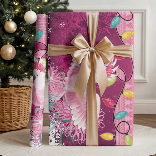Pink Cockatoo Australia Christmas Wrapping Paper Grevillea Eucalyptus Blossoms - Aussie Hoodie