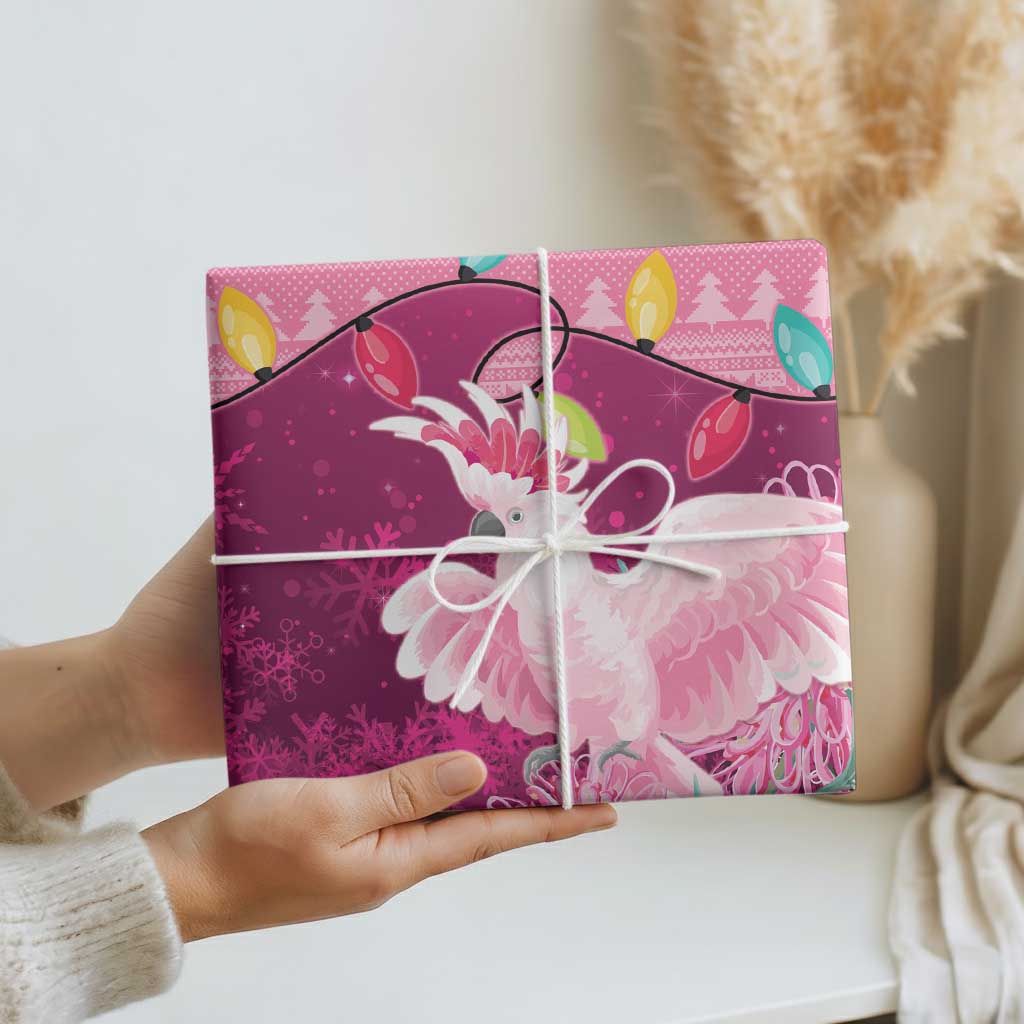 Pink Cockatoo Australia Christmas Wrapping Paper Grevillea Eucalyptus Blossoms - Aussie Hoodie