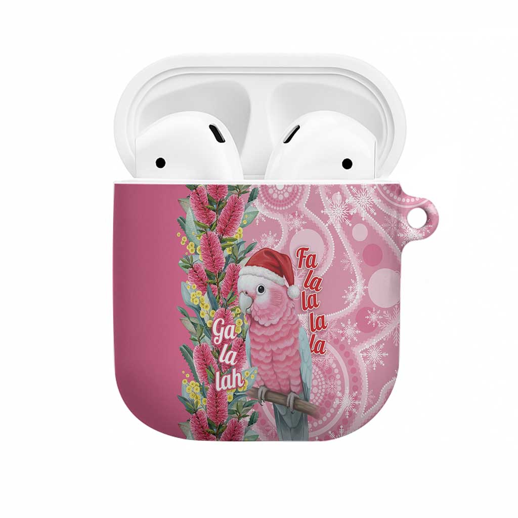 Australia Pink Galah Christmas AirPods Case Falalalala Galalah Bottlebrush Aboriginal Art - Aussie Hoodie