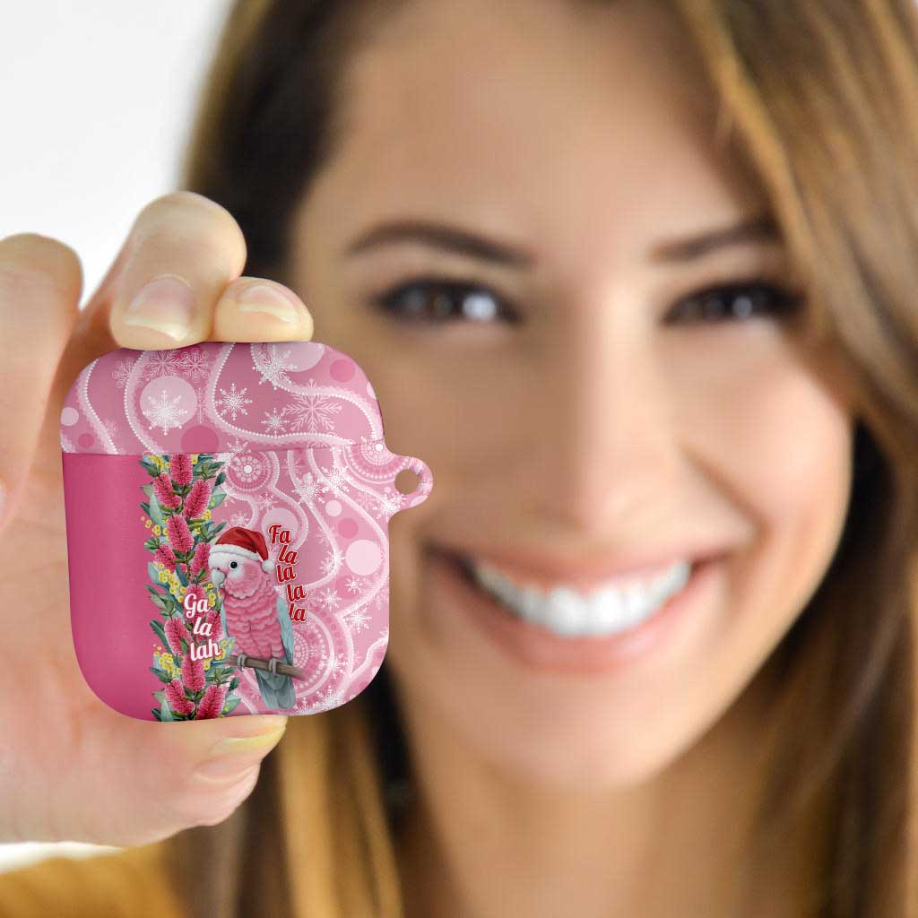 Australia Pink Galah Christmas AirPods Case Falalalala Galalah Bottlebrush Aboriginal Art - Aussie Hoodie
