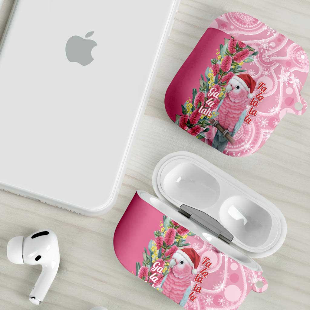 Australia Pink Galah Christmas AirPods Case Falalalala Galalah Bottlebrush Aboriginal Art - Aussie Hoodie