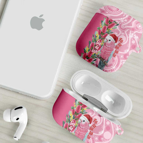 Australia Pink Galah Christmas AirPods Case Falalalala Galalah Bottlebrush Aboriginal Art - Aussie Hoodie