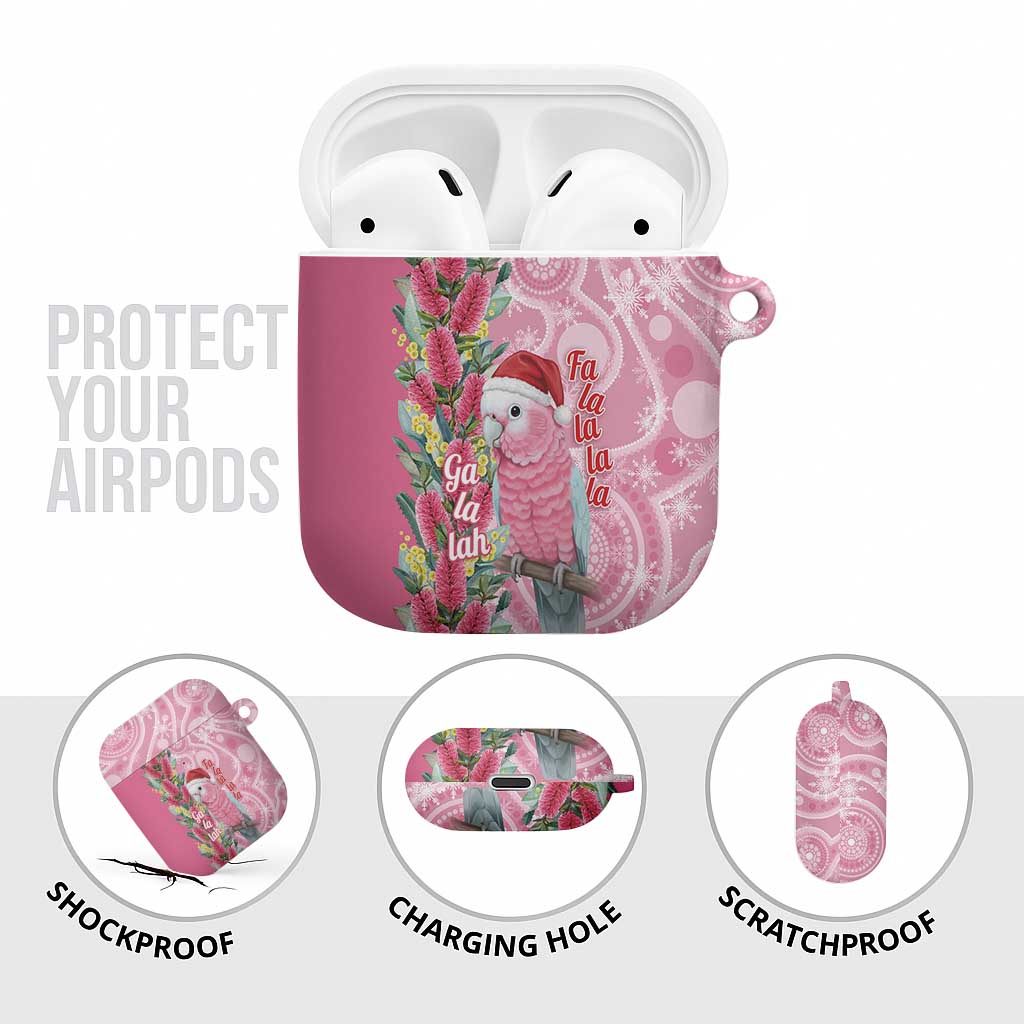 Australia Pink Galah Christmas AirPods Case Falalalala Galalah Bottlebrush Aboriginal Art - Aussie Hoodie