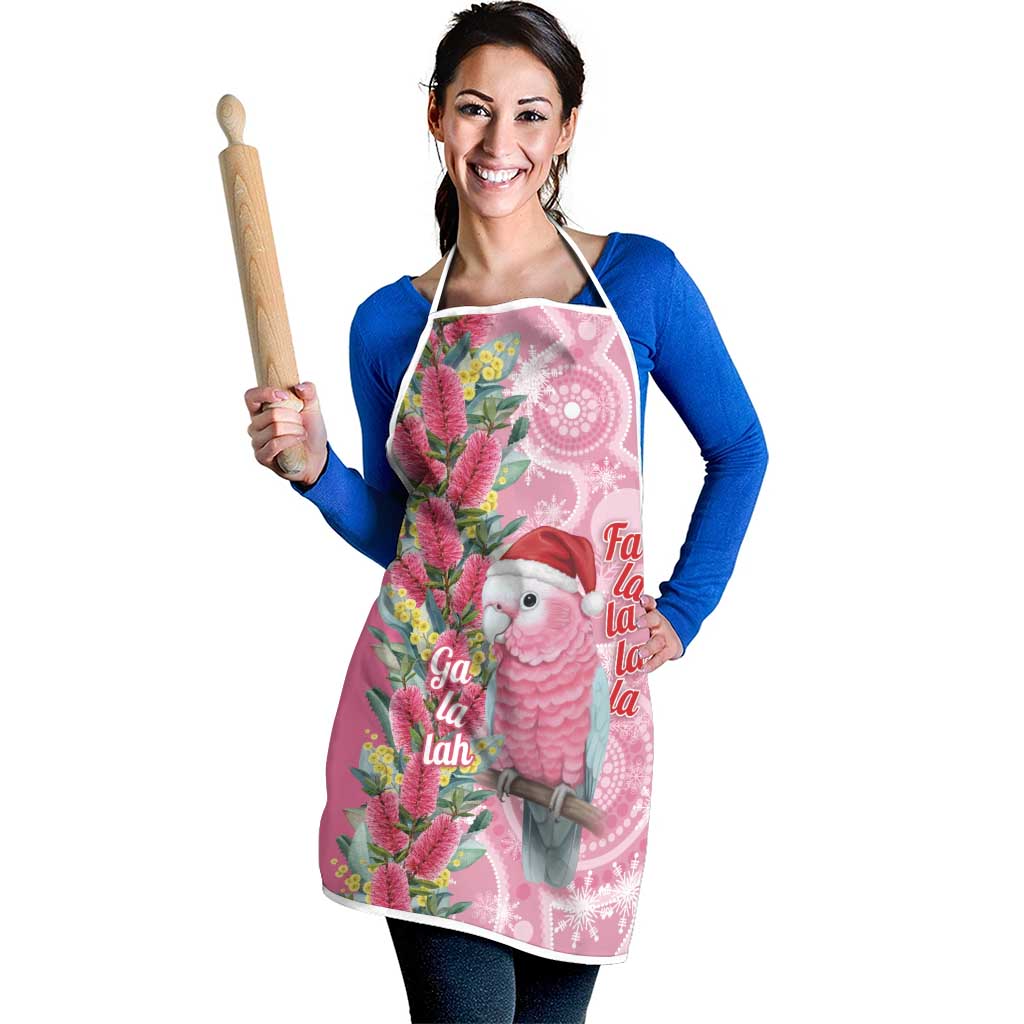 Australia Pink Galah Christmas Apron Falalalala Galalah Bottlebrush Aboriginal Art - Aussie Hoodie