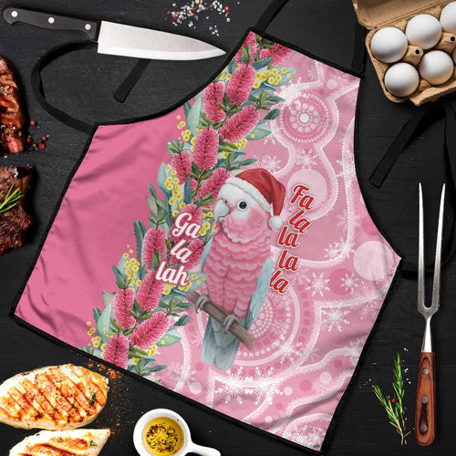 Australia Pink Galah Christmas Apron Falalalala Galalah Bottlebrush Aboriginal Art - Aussie Hoodie