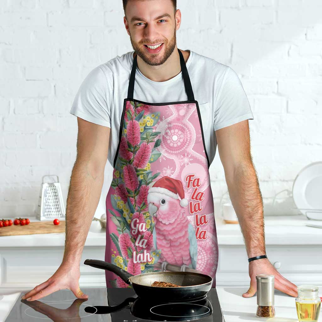 Australia Pink Galah Christmas Apron Falalalala Galalah Bottlebrush Aboriginal Art - Aussie Hoodie