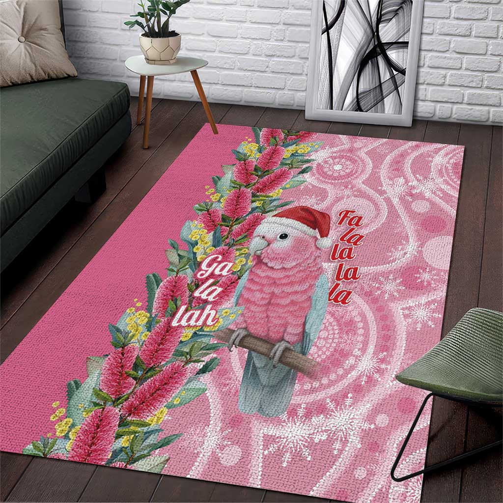 Australia Pink Galah Christmas Area Rug Falalalala Galalah Bottlebrush Aboriginal Art - Aussie Hoodie