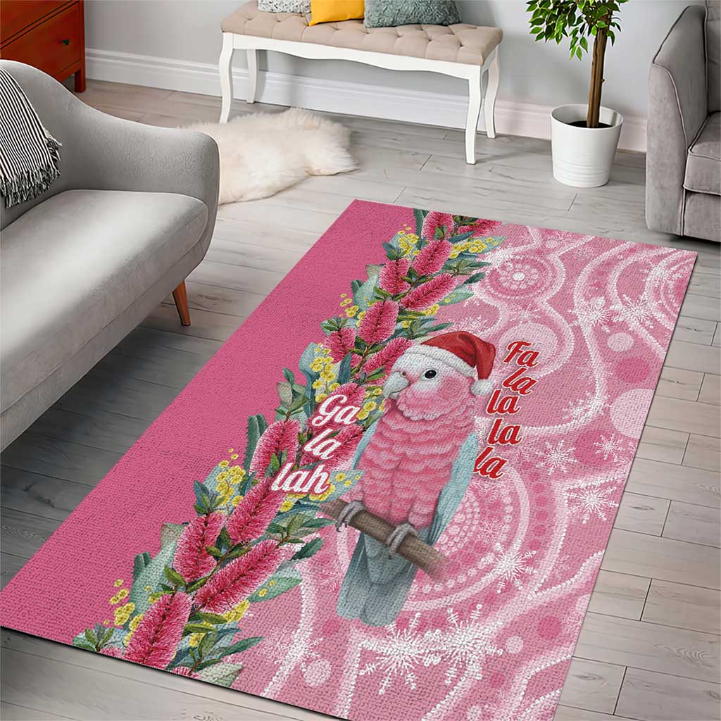 Australia Pink Galah Christmas Area Rug Falalalala Galalah Bottlebrush Aboriginal Art - Aussie Hoodie