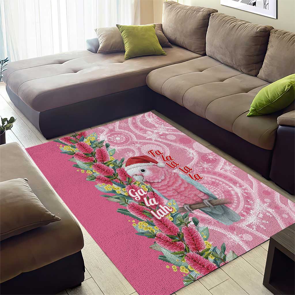 Australia Pink Galah Christmas Area Rug Falalalala Galalah Bottlebrush Aboriginal Art - Aussie Hoodie