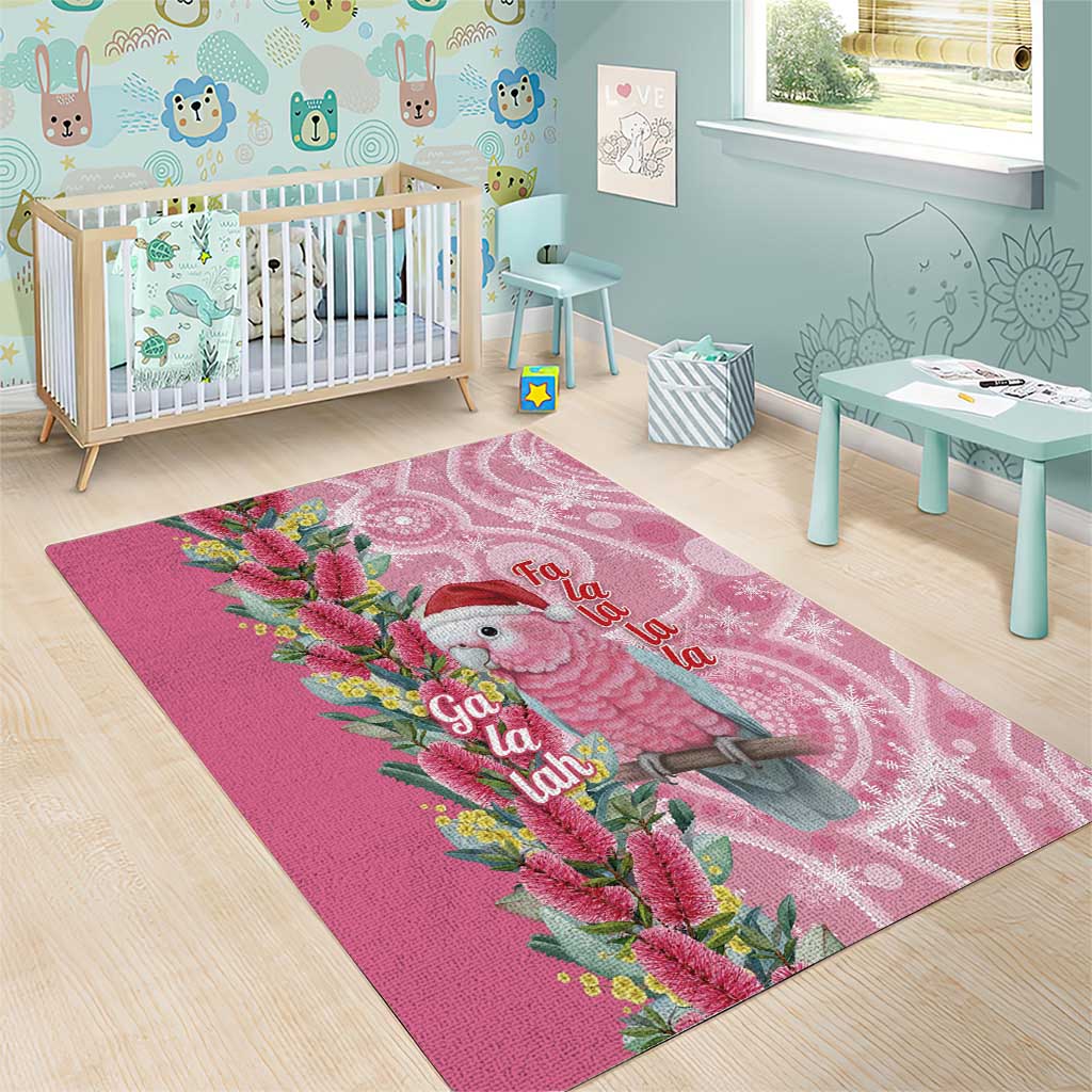 Australia Pink Galah Christmas Area Rug Falalalala Galalah Bottlebrush Aboriginal Art - Aussie Hoodie