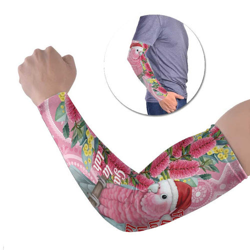 Australia Pink Galah Christmas Arm Sleeves Falalalala Galalah Bottlebrush Aboriginal Art - Aussie Hoodie