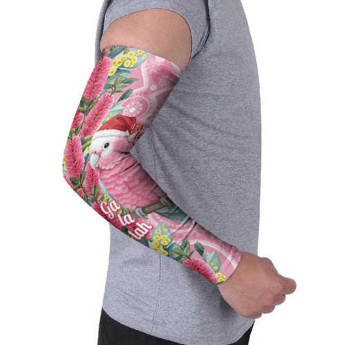 Australia Pink Galah Christmas Arm Sleeves Falalalala Galalah Bottlebrush Aboriginal Art - Aussie Hoodie