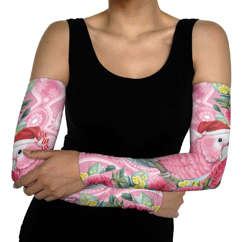 Australia Pink Galah Christmas Arm Sleeves Falalalala Galalah Bottlebrush Aboriginal Art - Aussie Hoodie
