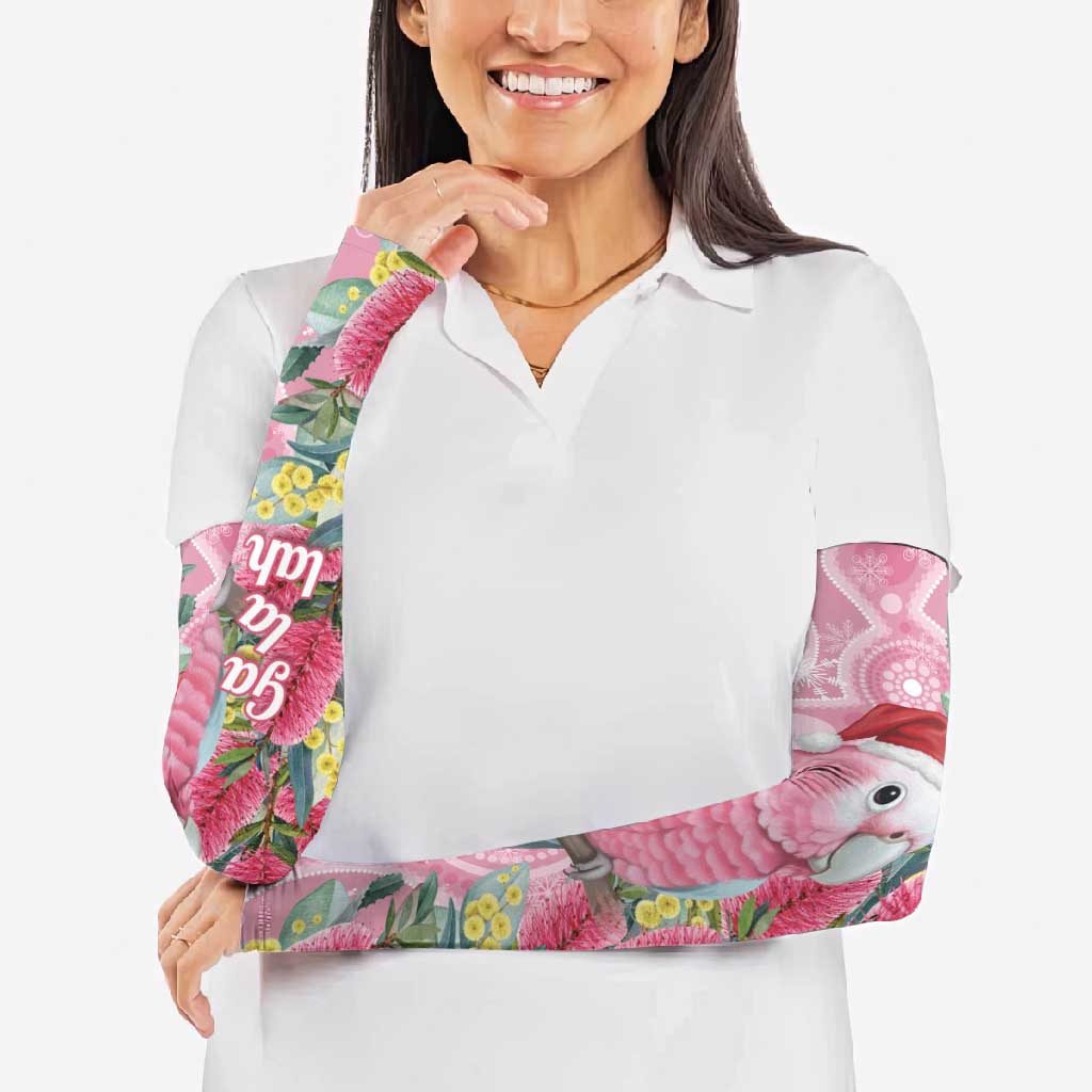 Australia Pink Galah Christmas Arm Sleeves Falalalala Galalah Bottlebrush Aboriginal Art - Aussie Hoodie