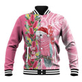 Australia Pink Galah Christmas Baseball Jacket Falalalala Galalah Bottlebrush Aboriginal Art - Aussie Hoodie