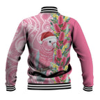 Australia Pink Galah Christmas Baseball Jacket Falalalala Galalah Bottlebrush Aboriginal Art - Aussie Hoodie